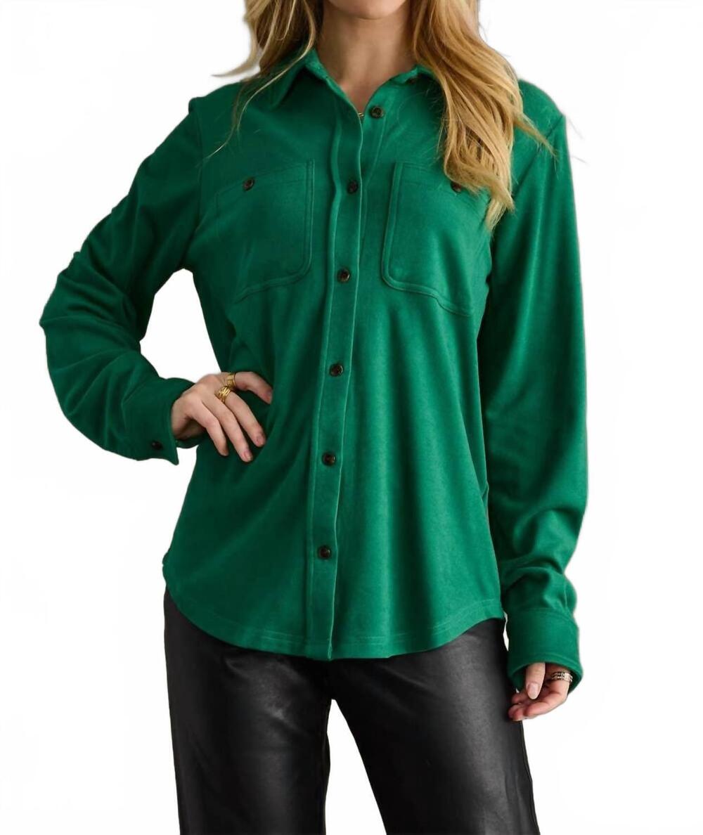 NEW PANACHE super soft button up top in green